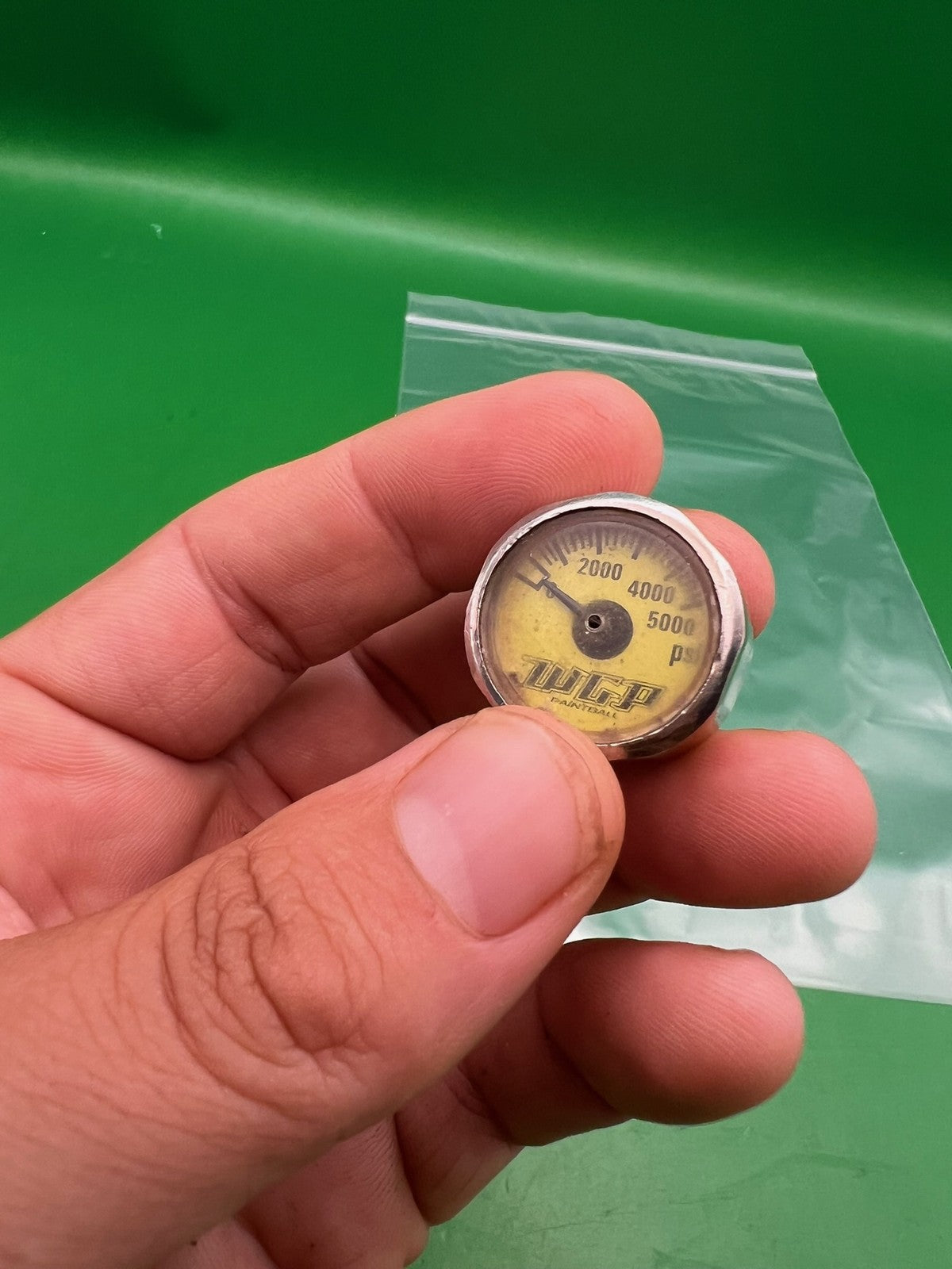 WGP Paintball Mini Gauge 5000 PSI Yellow Face Silver HPA Tank
