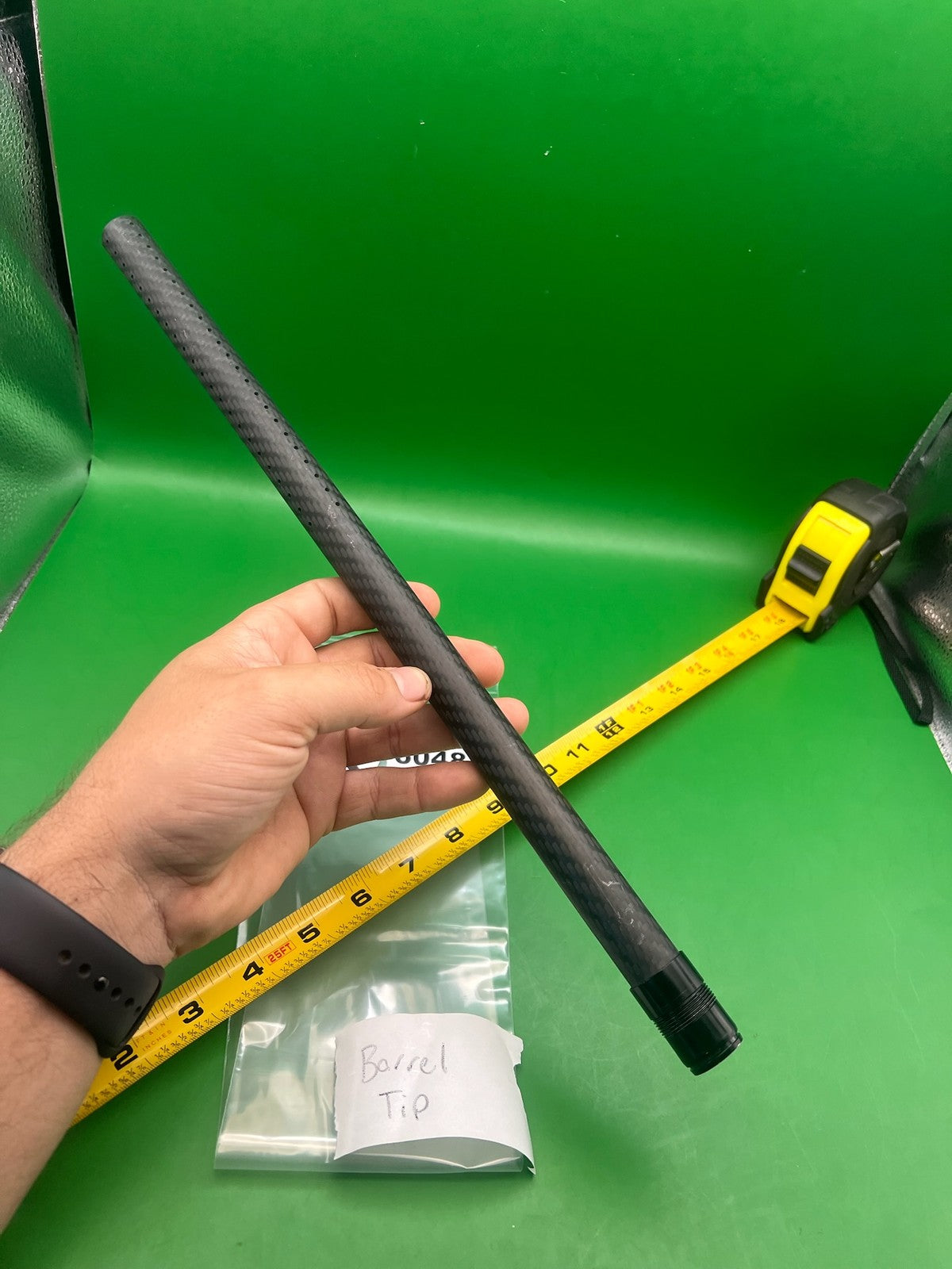 Deadlywind Carbon Fiber Barrel Tip 14" Black - used paintball barrel tip - black