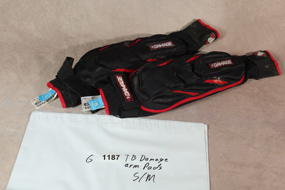 Damage Paintball Arm Pads Elbow Forearm Protection Black Red Size S/M Pair