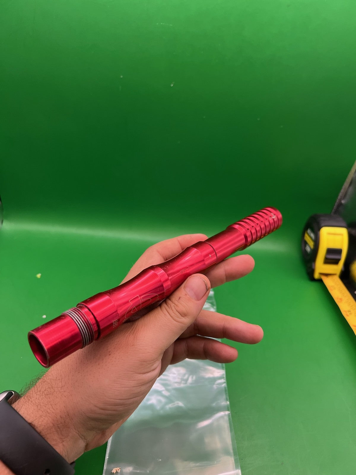 Autococker CP Custom Products Barrel Back 12" .689 Red - used paintball barrel back - red anno