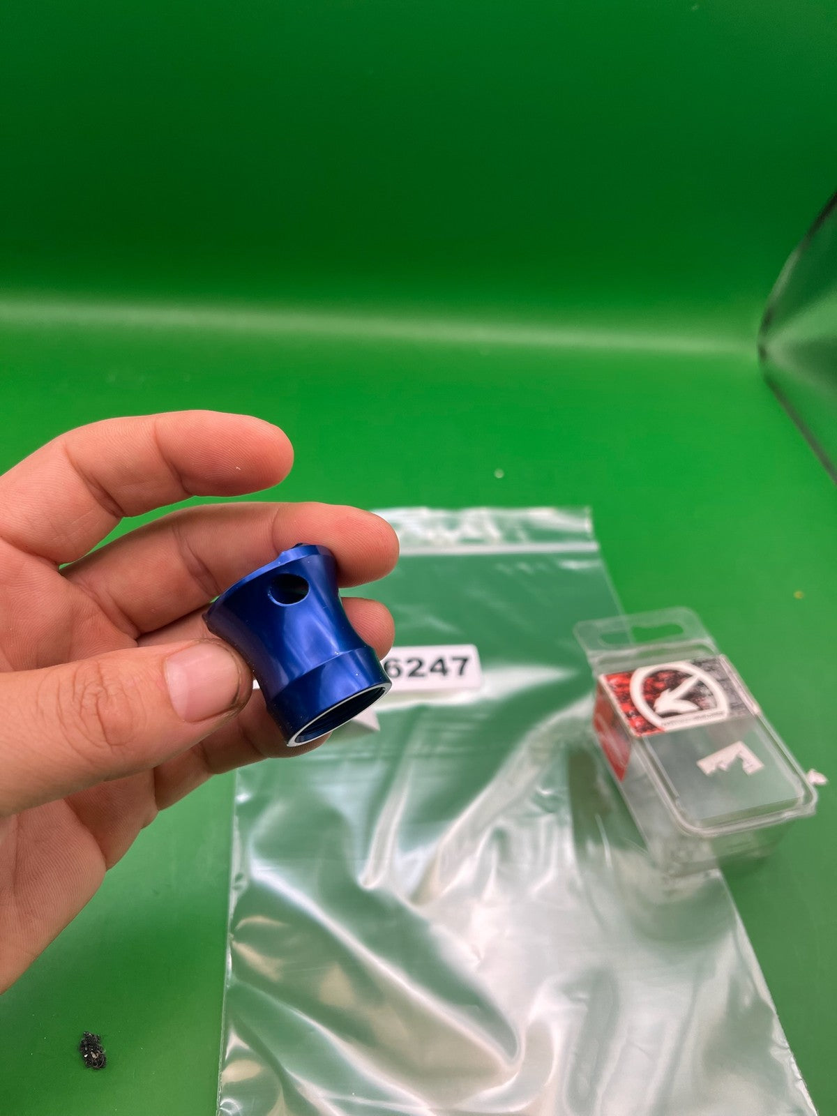 Kapp Autococker VASA - used paintball velocity adjuster / screw cap set - blue anno