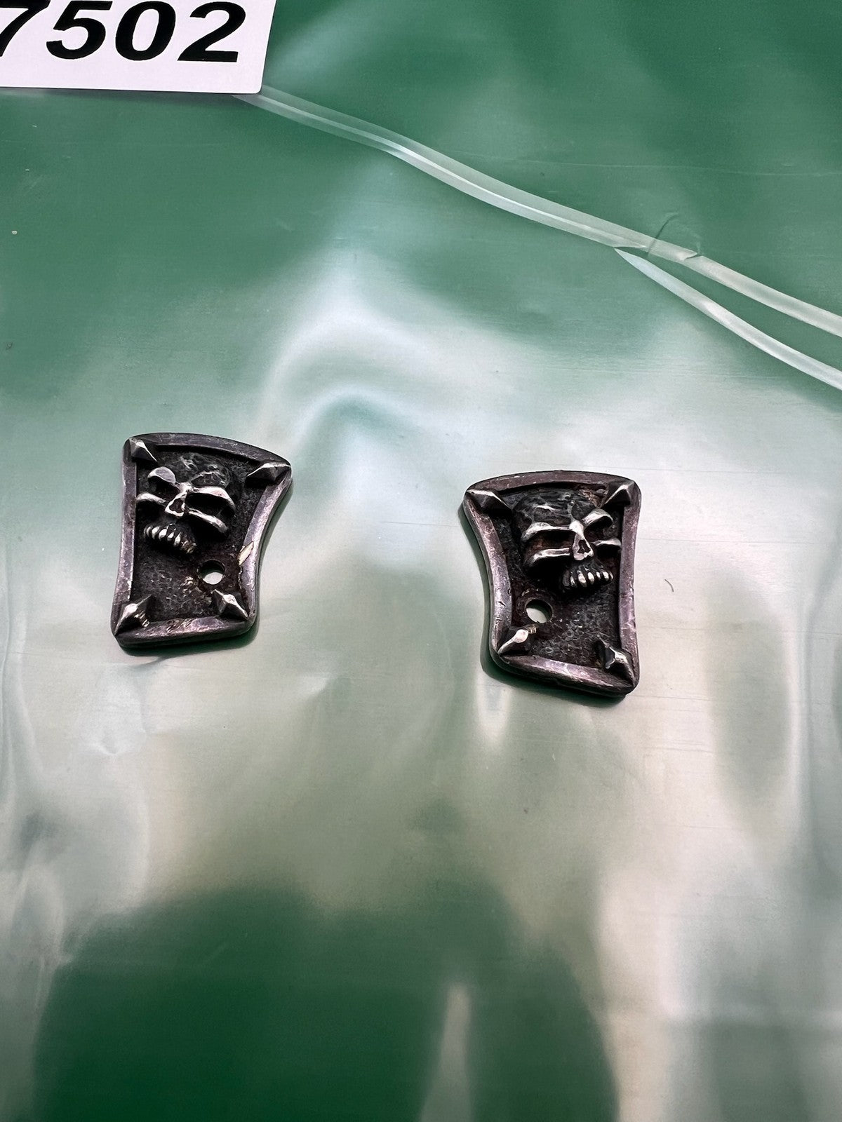 Steel Flame Bob Long G6R Intimidator Eye Covers Pair .925 Silver Skull