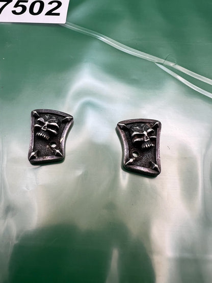 Steel Flame Bob Long G6R Intimidator Eye Covers Pair .925 Silver Skull
