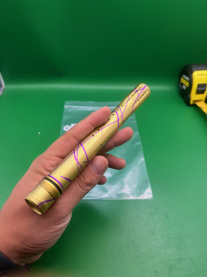 Dye Ultralite UL 14" Barrel Tip Gold/Purple Splash Dust Anodized Front