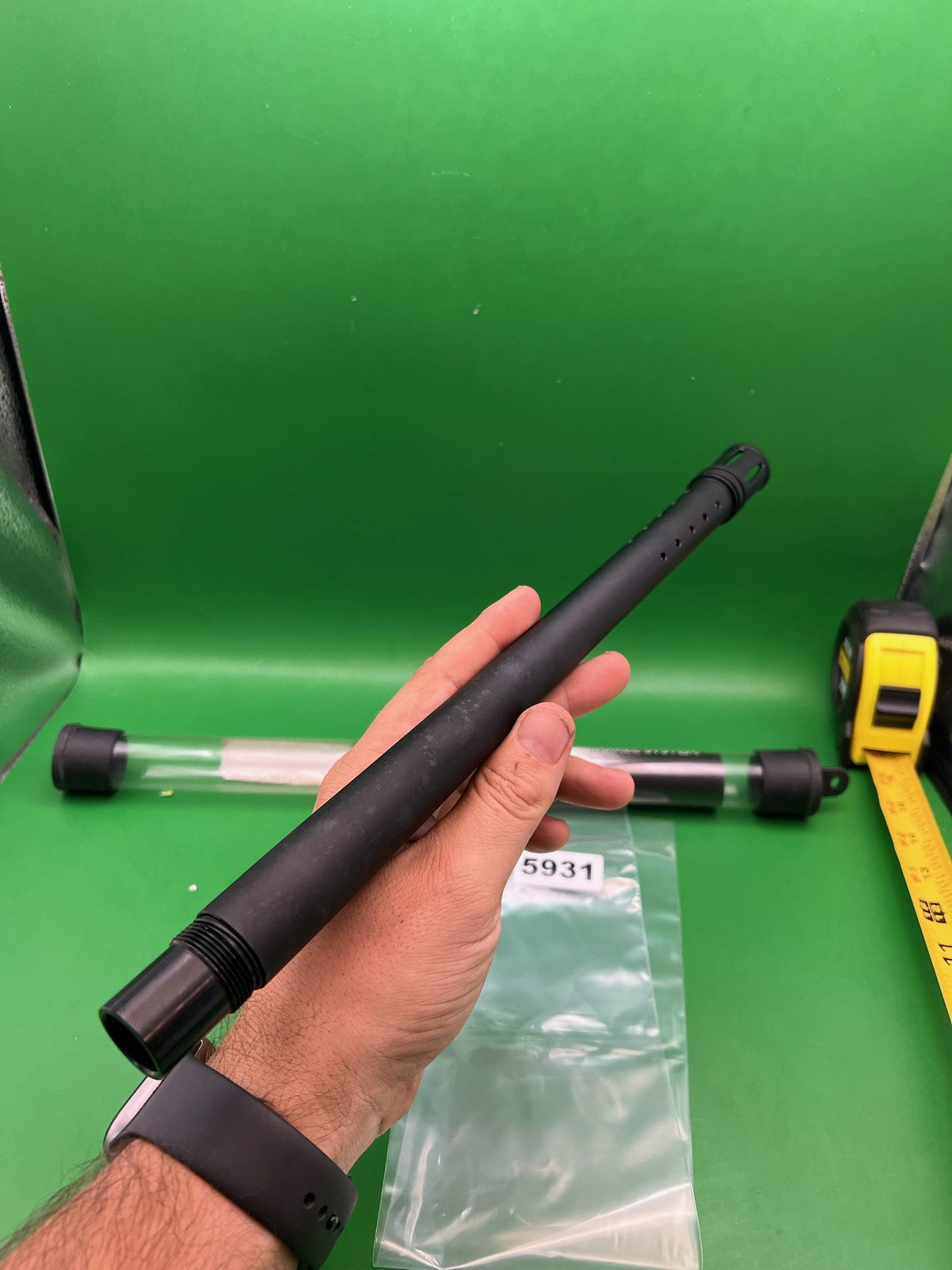 Autococker Complex Barrel System Barrel Back 14" .695 Black - used paintball barrel back - black