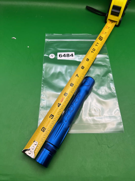 Dye UltraLite Barrel Back Blue .692 Bore Autcoocker - used paintball barrel back - blue anno