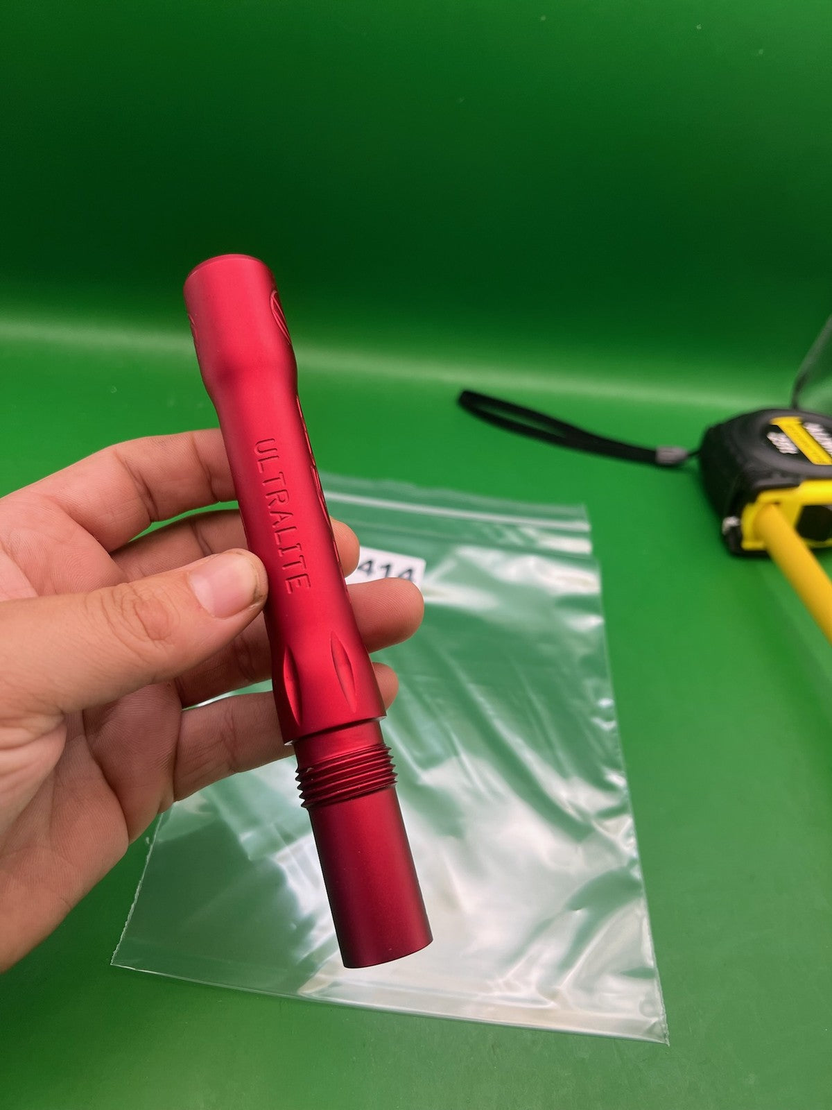Dye Ultralite Barrel Back Red .692 Bore Angel Threaded - used paintball barrel back - red anno