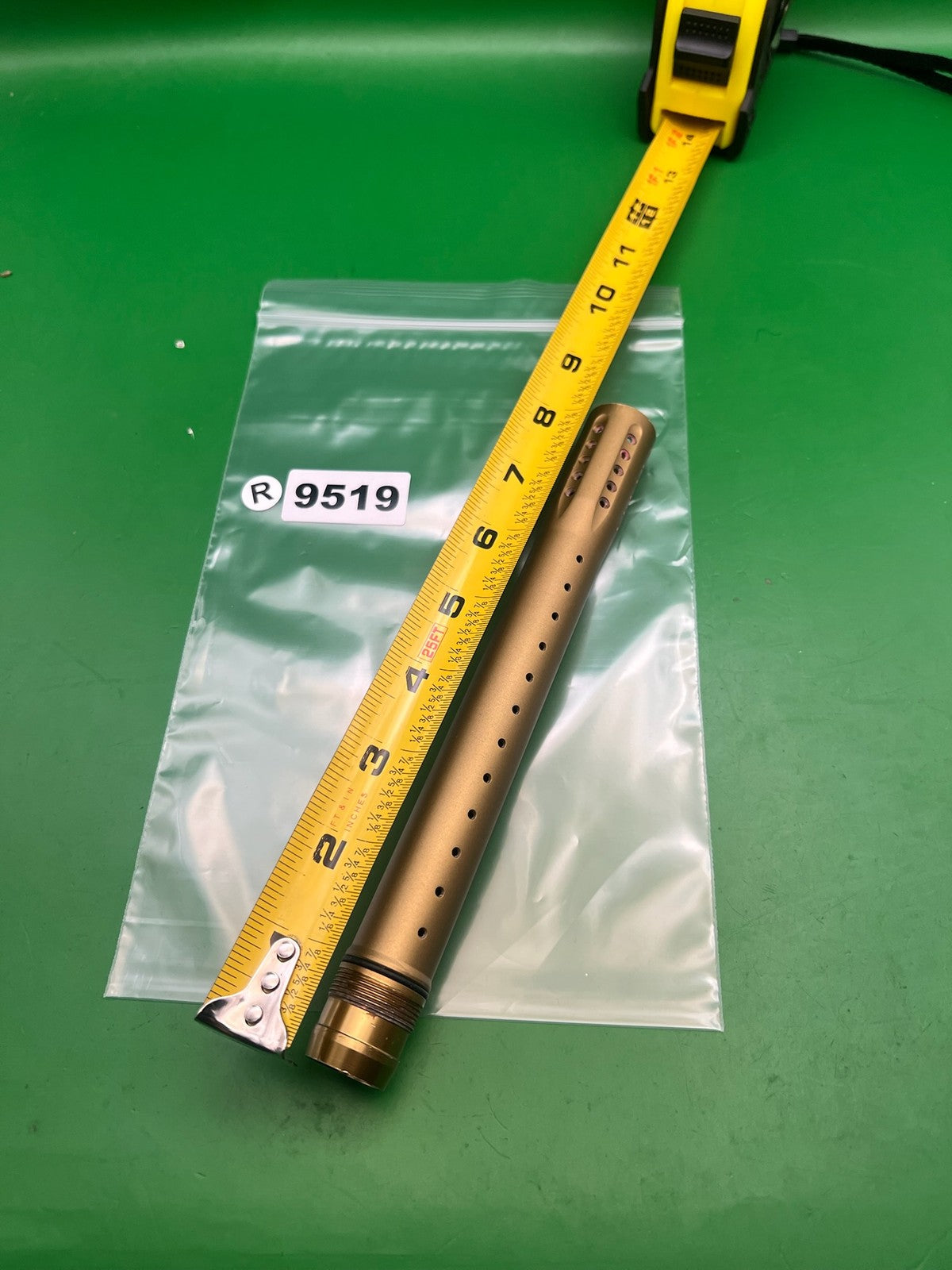 Dye UL 12" Barrel Tip Gold / Tan Aluminum Ported Paintball ULS