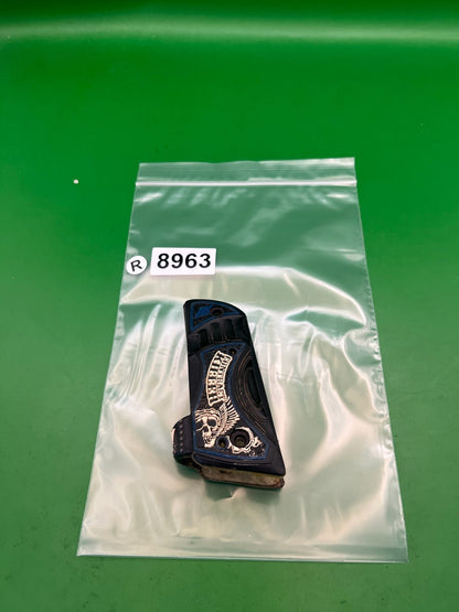 Hybrid Contract Killer 1911 / 45 Style Grip Panels Black Blue Skull