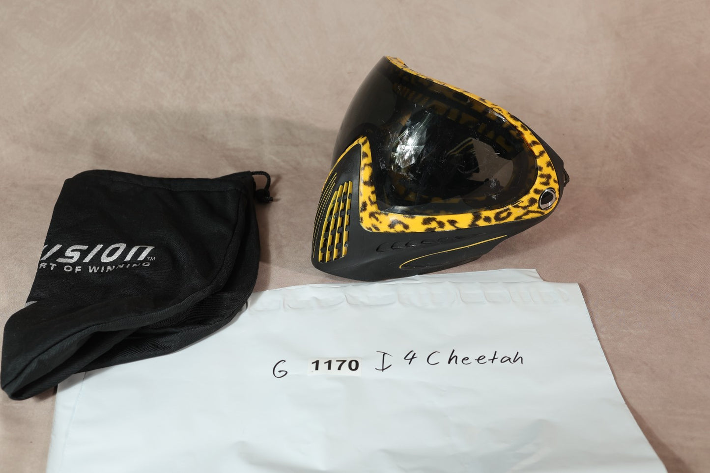 Dye i4 Paintball Mask Cheetah Leopard Print Yellow Black With Storage Bag