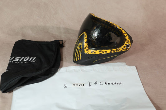 Dye i4 Paintball Mask Cheetah Leopard Print Yellow Black With Storage Bag