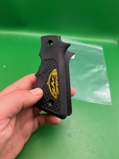 Dye 1911 45 Style Sticky Grips Black Yellow Logo Rubber Wrap Around Panels
