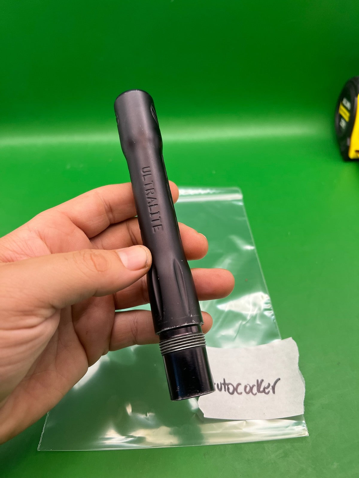 Dye Ultralite Autococker Barrel Back Black .689 Dust Black - used paintball barrel back - dust black