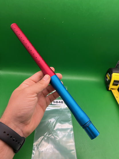 Empire Two Piece Superman Autococker Barrel .689 Blue Red - used paintball barrel (two-piece: back + tip) - blue/red