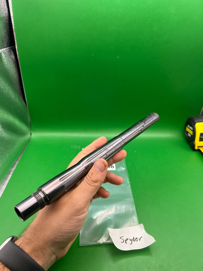 Spyder Two-Piece Barrel 14" .691 Black Silver - used paintball barrel - black/silver