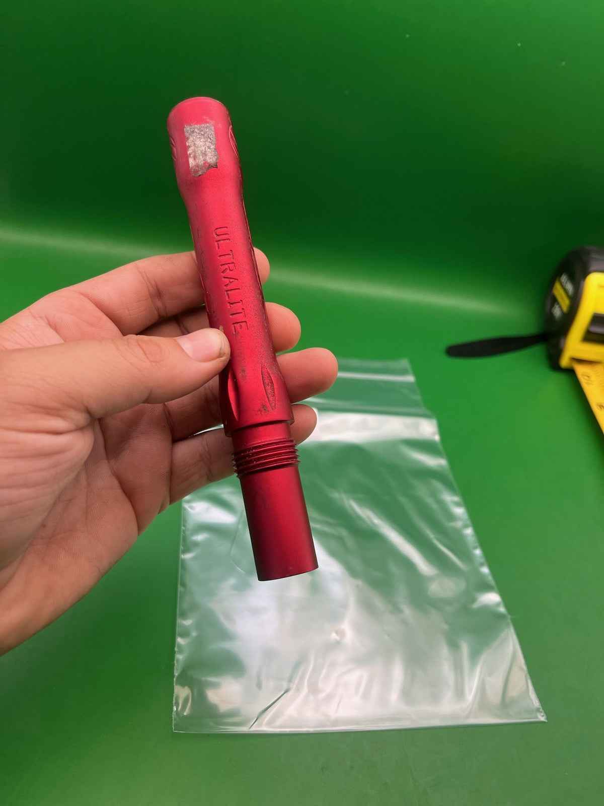 Dye Ultralite Barrel Back Red .692 Bore Angel Threaded - used paintball barrel back - red anno
