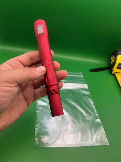 Dye Ultralite Barrel Back Red .692 Bore Angel Threaded - used paintball barrel back - red anno