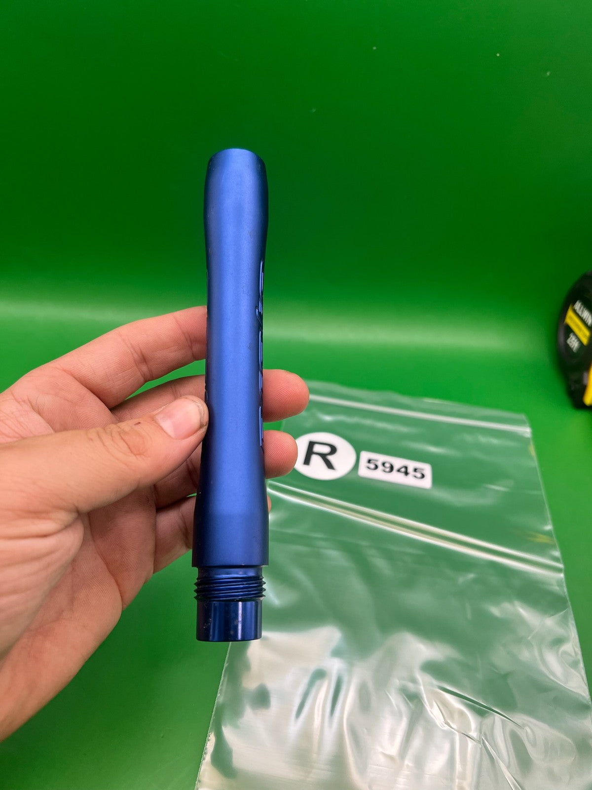 Ion / Luxe Proto Barrel Back 7" .689 Blue - used paintball barrel back - blue anno