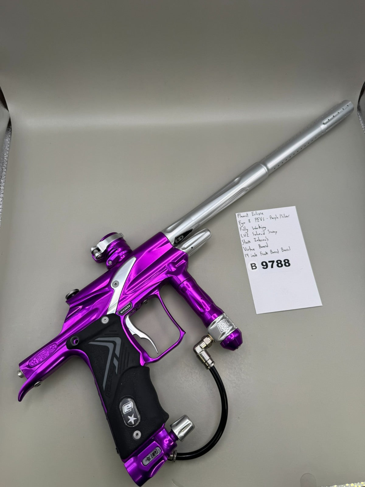 Planet Eclipse Ego 8 PEV's - Purple/Silver - Paintball Marker Fully Working