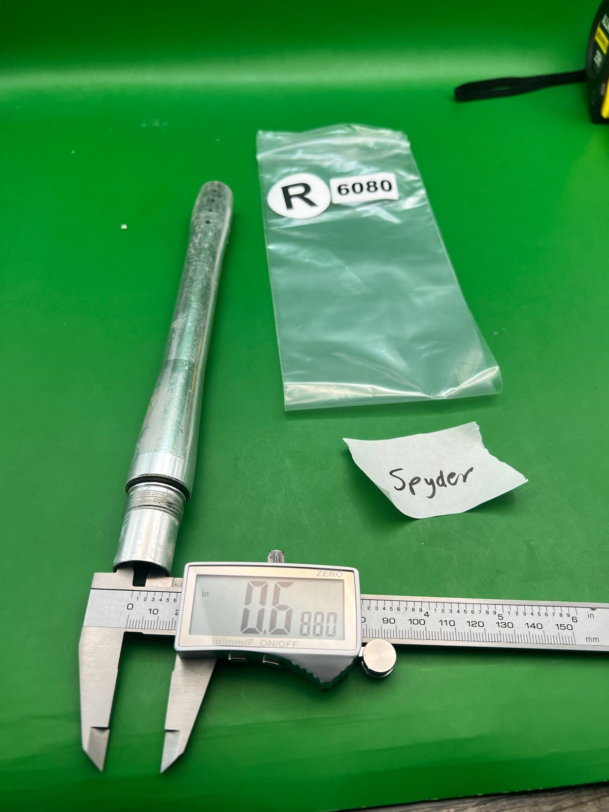 Spyder Barrel One Piece 9" .688 Silver Aluminum - used paintball barrel - silver