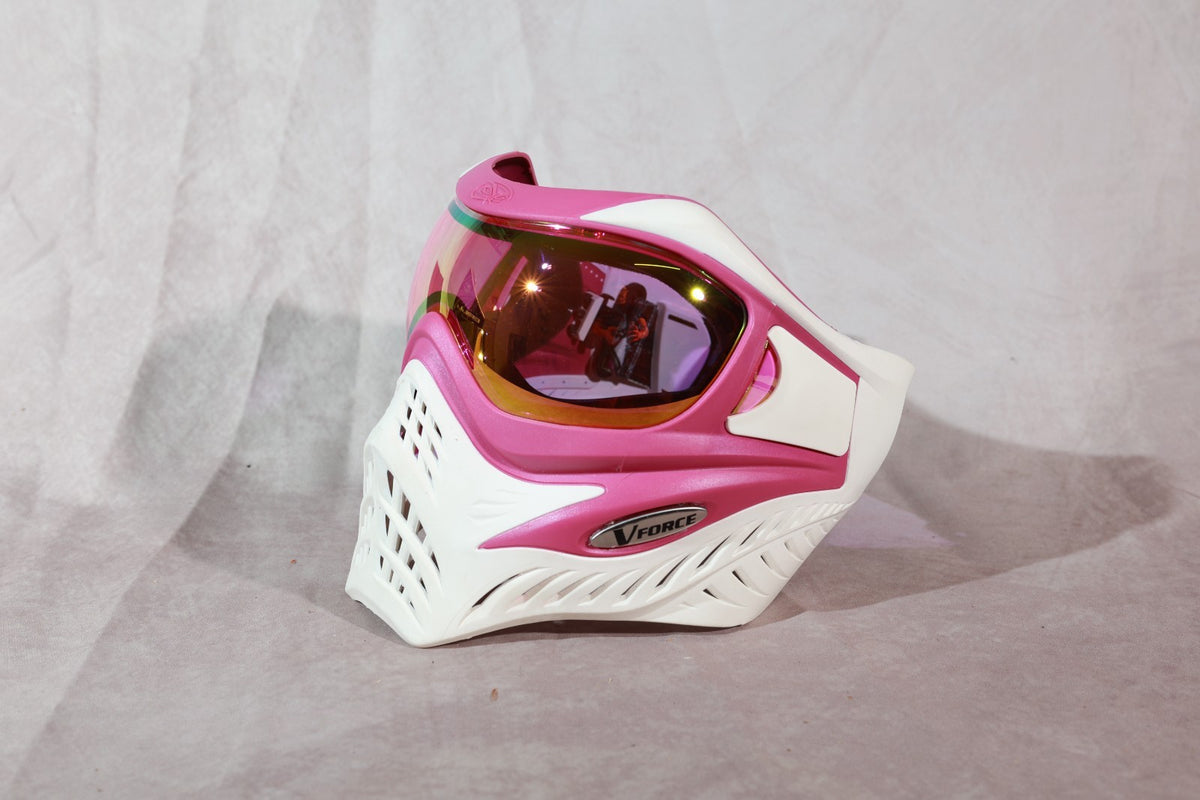 Grillz Paintball Mask Goggle White Pink Vision For Victory
