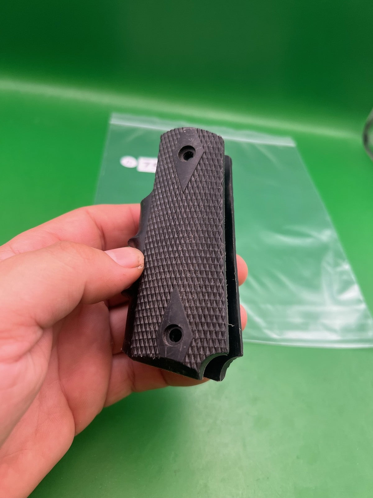 Vintage 45/1911 Style Paintball Grip Panels Black Rubber Diamond Checkered