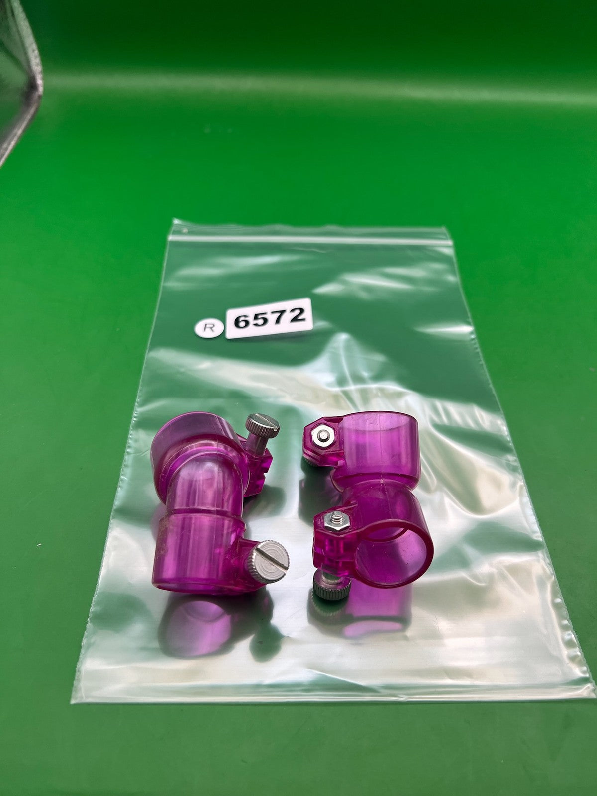 Purple Paintball Elbows - x2 - used paintball feed elbow / feed neck elbow - transparent purple