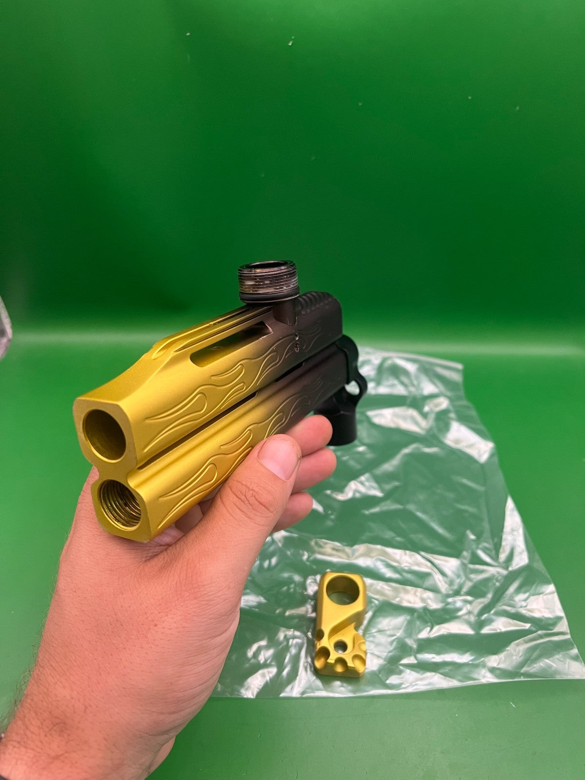 WGP Black Magic Autococker Body Gold Black Fade Flame Ano