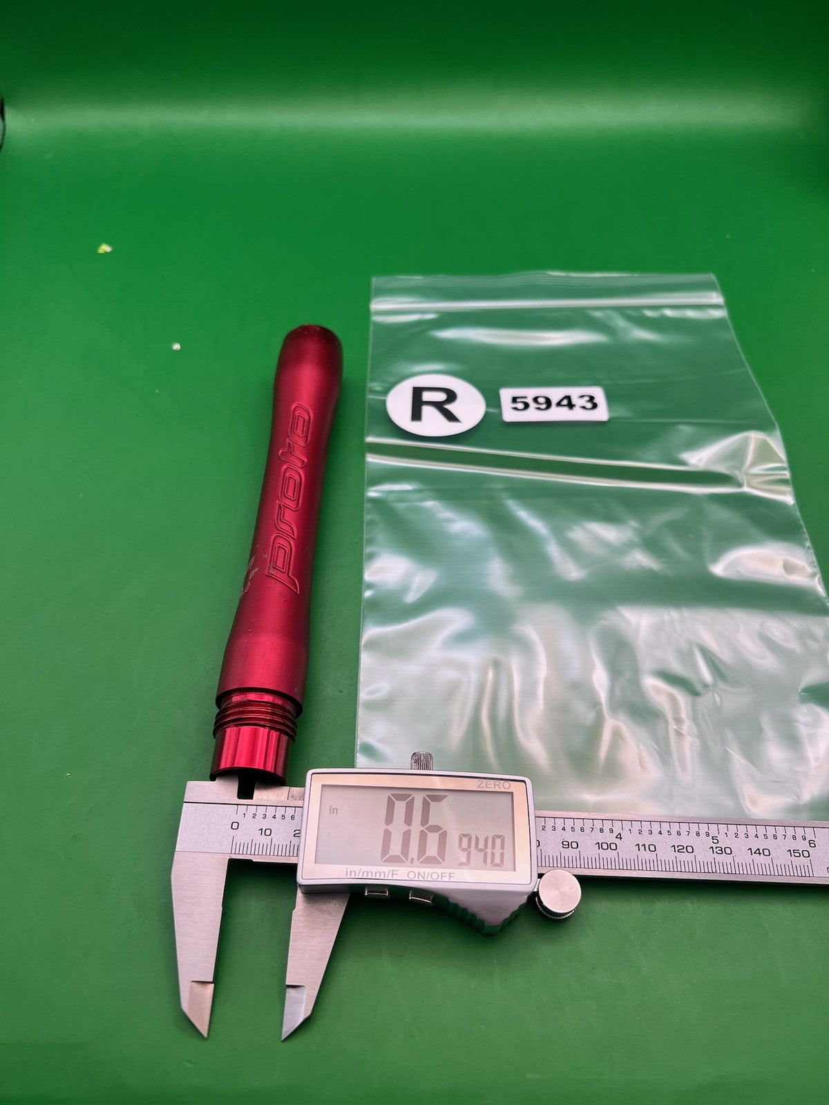 Ion Luxe Proto Barrel Back 8" .694 Red - used paintball barrel back - red anno