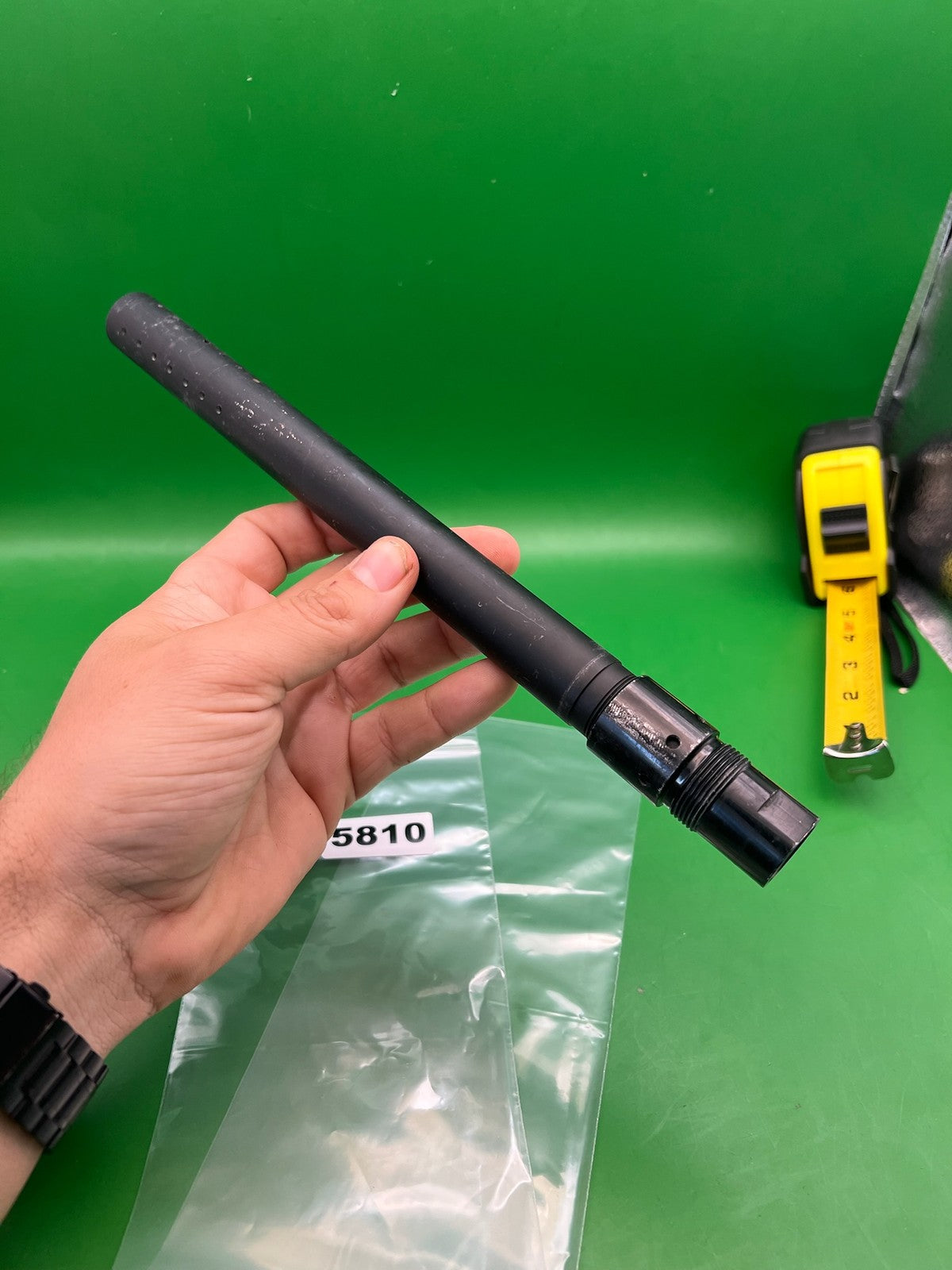 Black CCM Barrel Back 12" .690 Black - used paintball barrel back - black