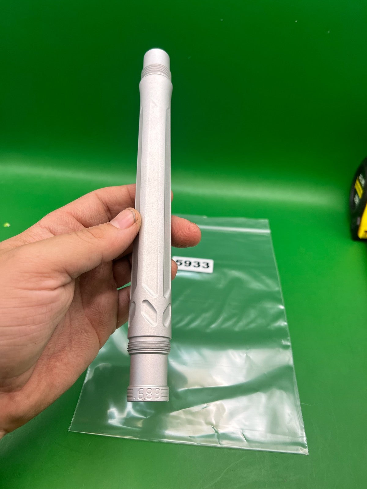 Hk Army White Autococker" .689 Silver Back - used paintball barrel back - silver