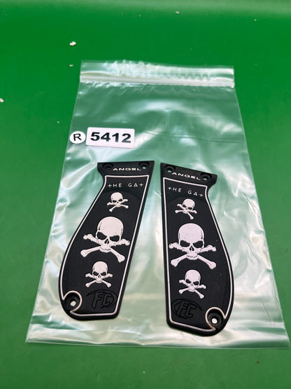 WDP Angel The Gat Skull Crossbones Grip Panels Black FC Logo Pair