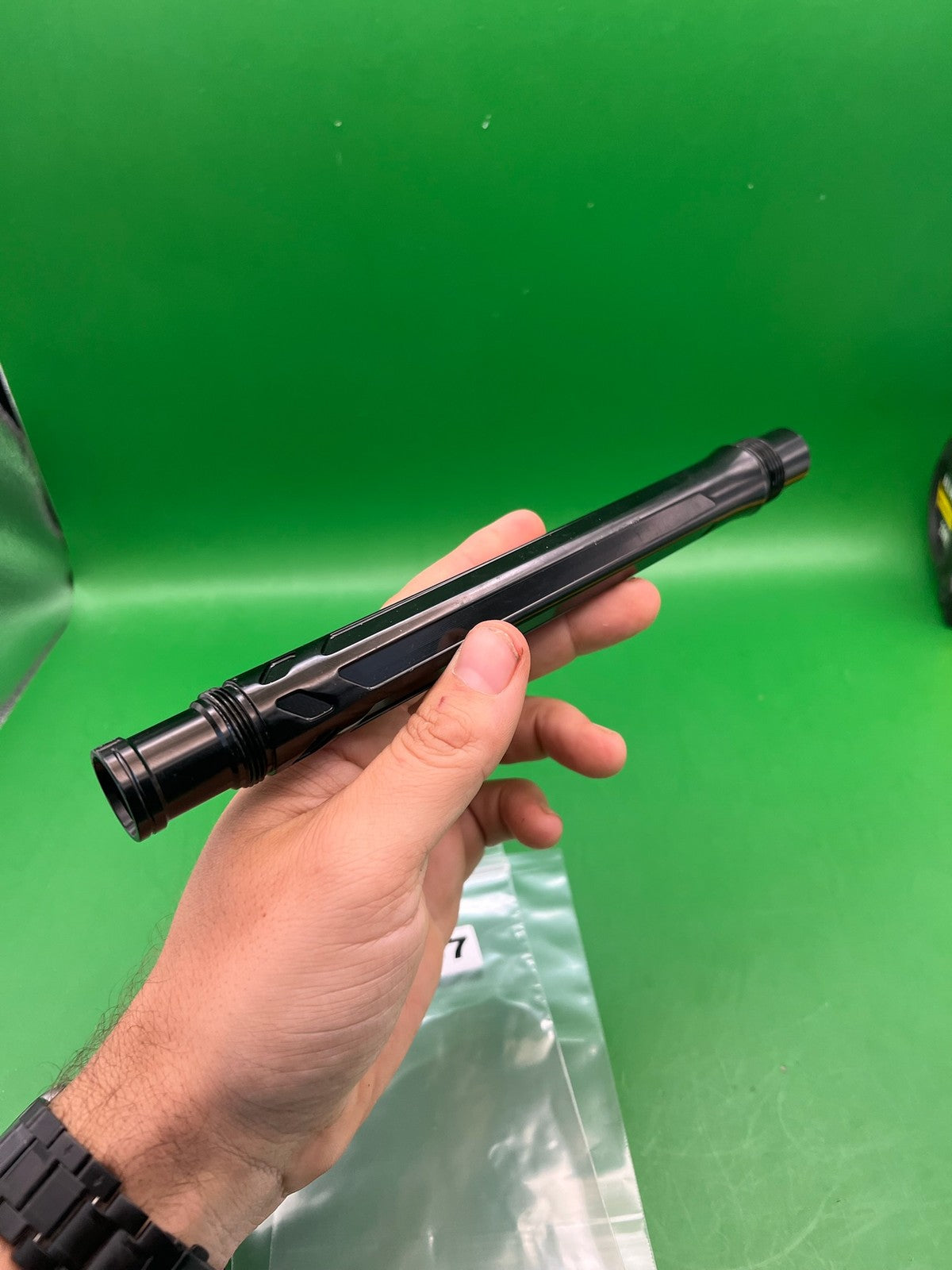 HK Autococker Back  10" .681 Black - used paintball barrel back - black