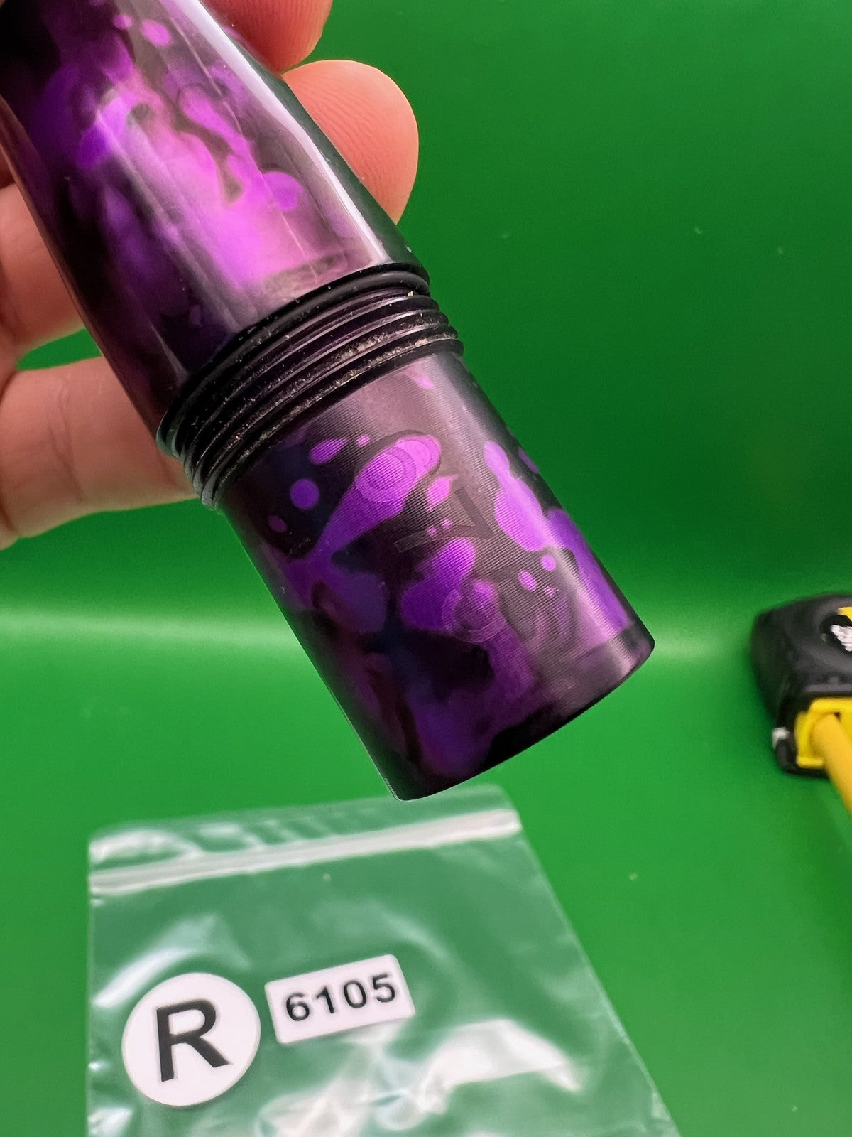 Autococker Two-Piece Barrel Purple Black Splash 8" - used paintball barrel two-piece set - purple black splash