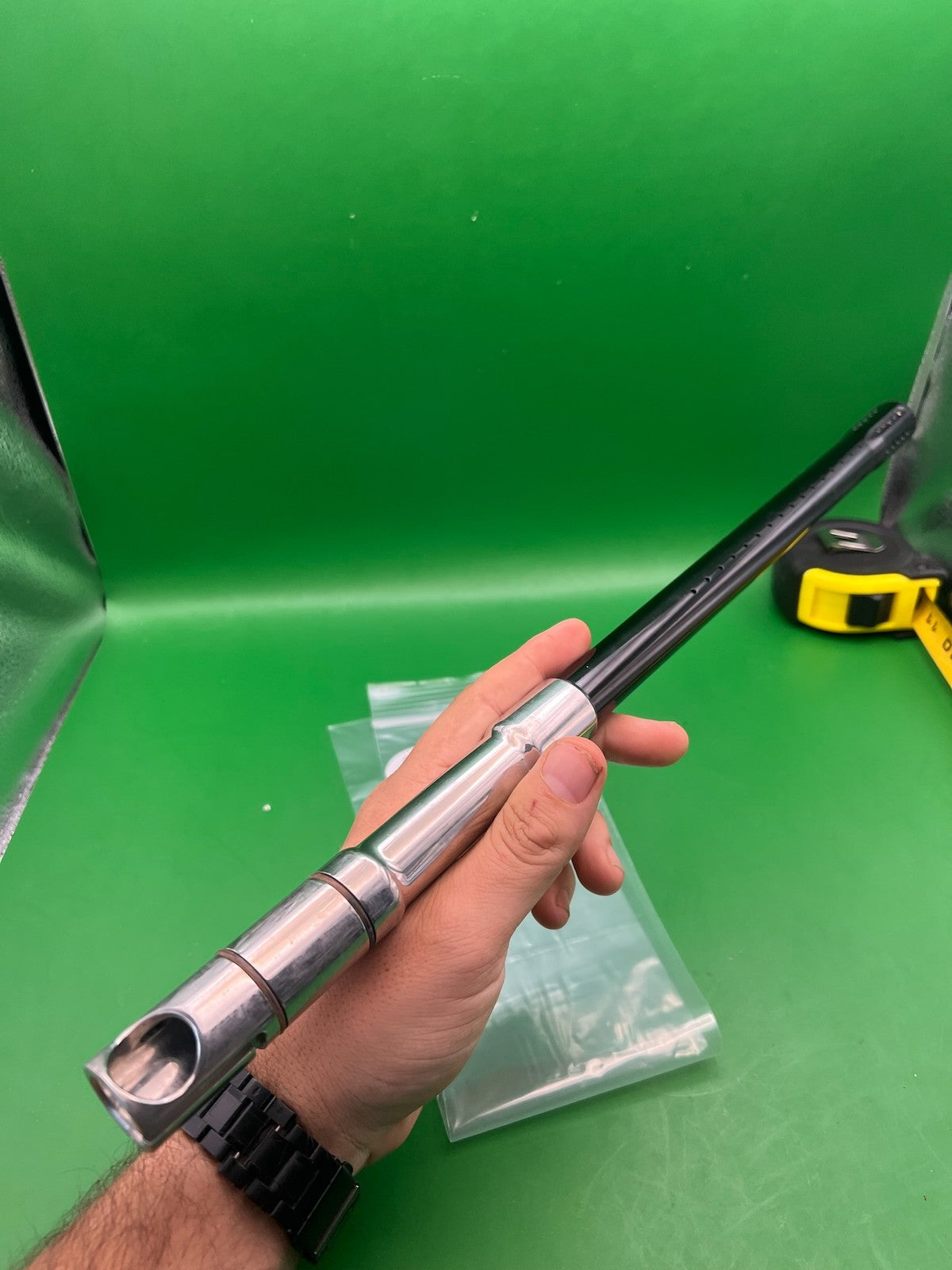 Automag Dye Broomstick Barrel .686 Chrome Black - used paintball barrel - black/silver
