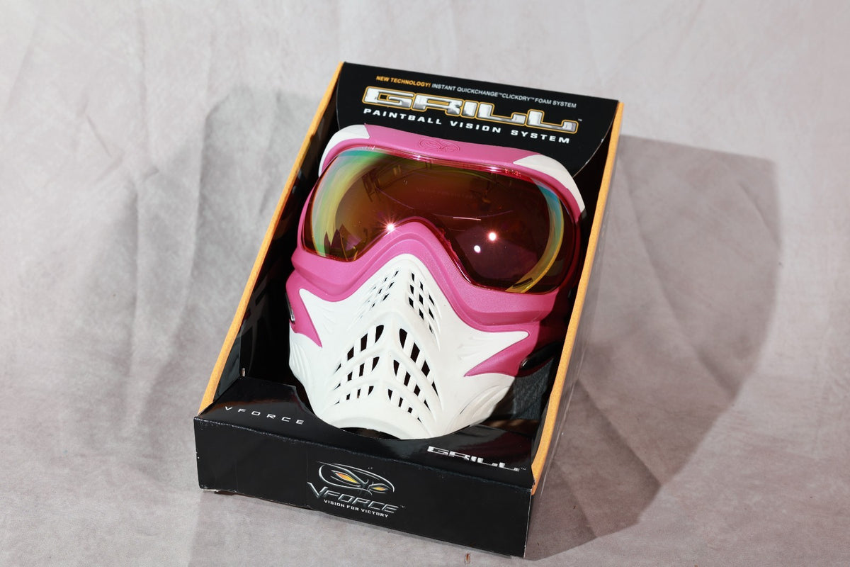 Grillz Paintball Mask Goggle White Pink Vision For Victory