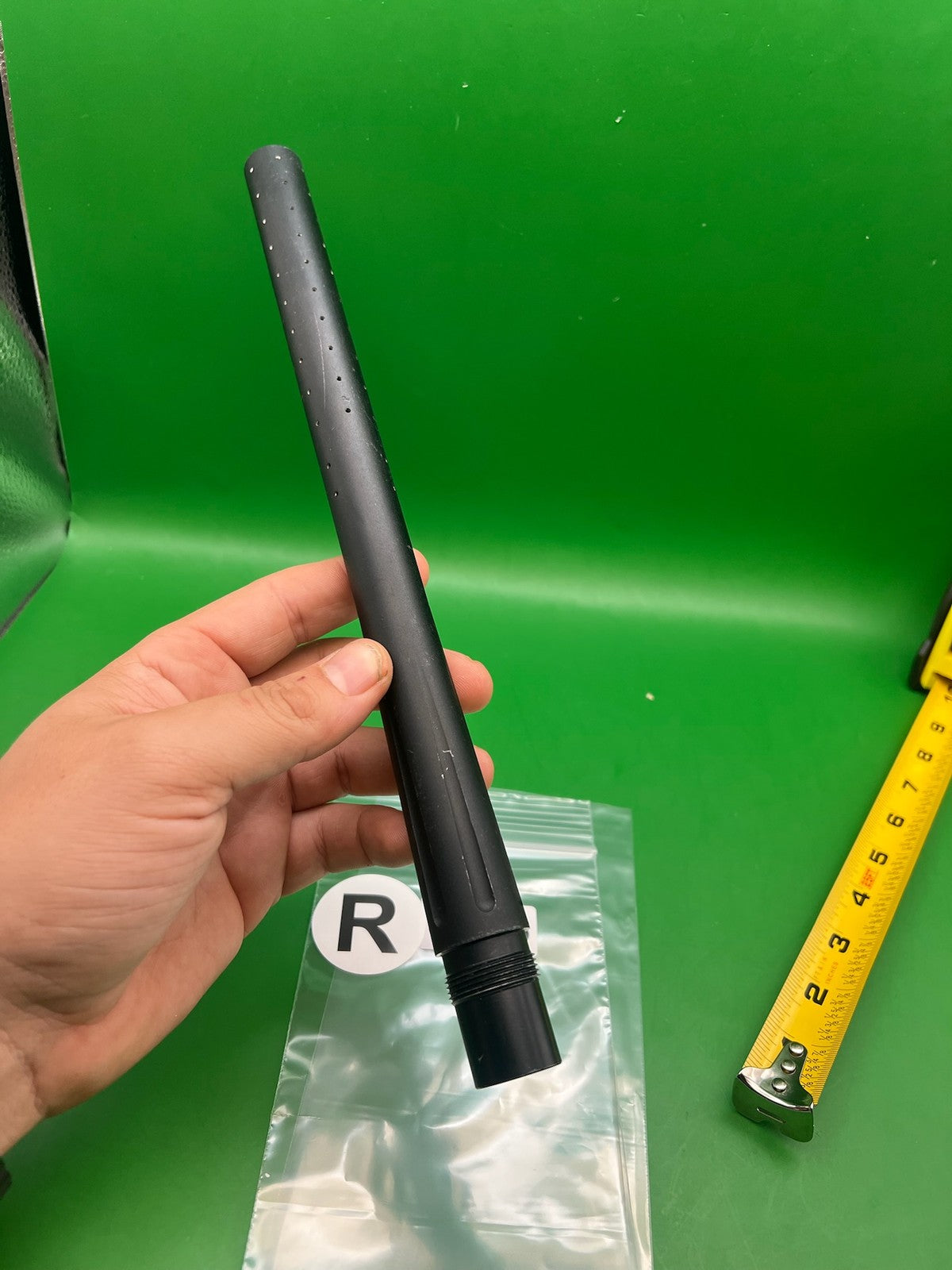 Stock Autococker Barrel Back 12" .694 Black - used paintball barrel back - black