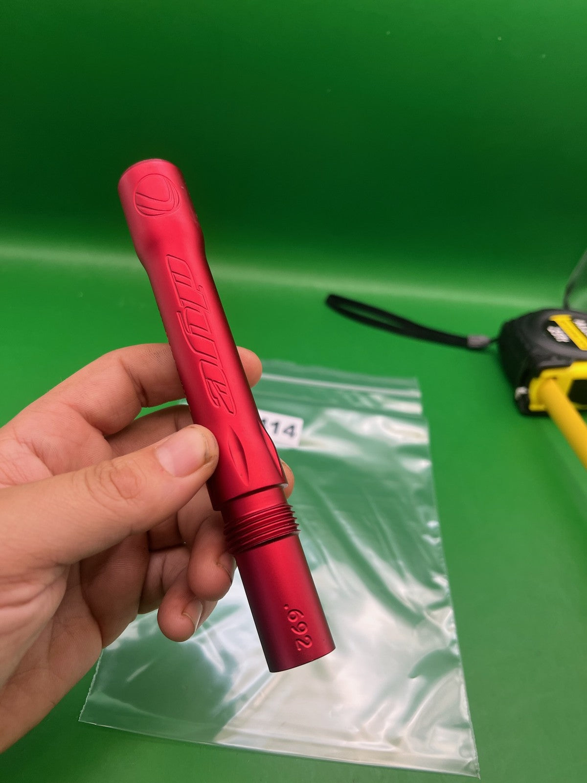 Dye Ultralite Barrel Back Red .692 Bore Angel Threaded - used paintball barrel back - red anno
