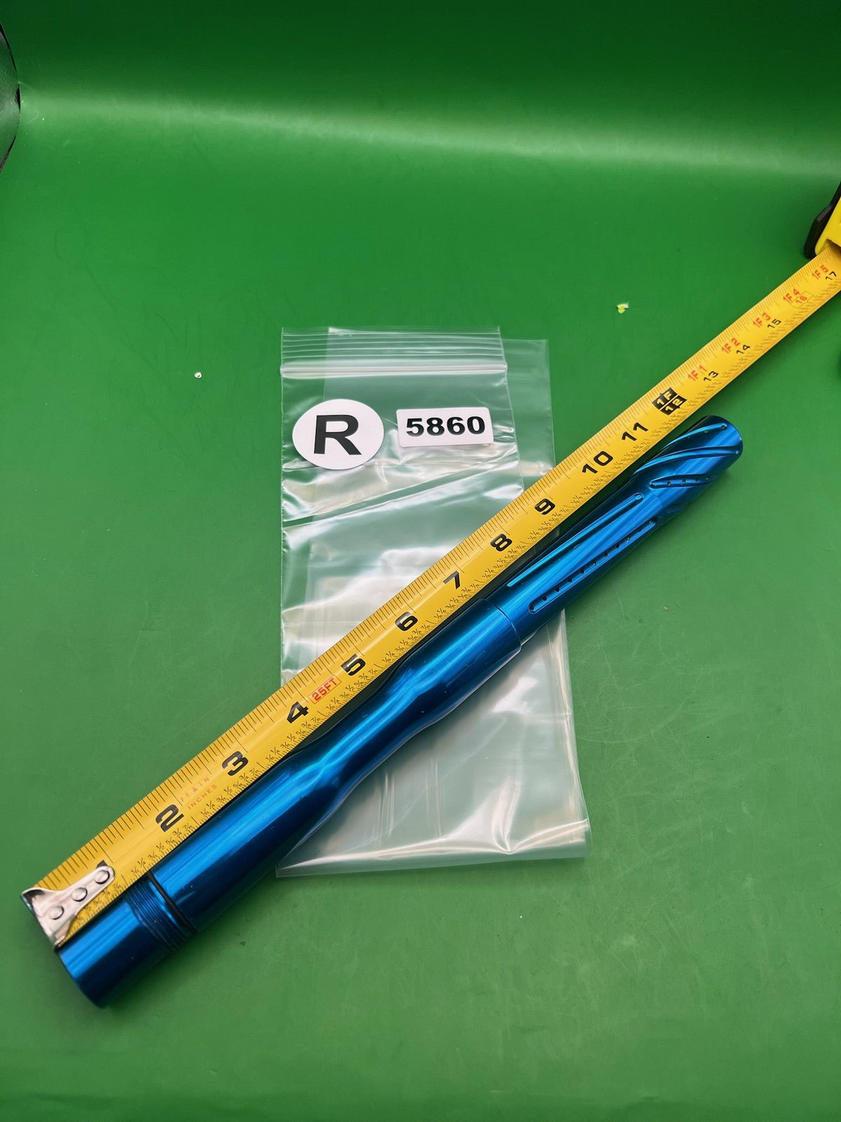 Lightening Autococker  14" .690 Blue - used paintball barrel - blue anno