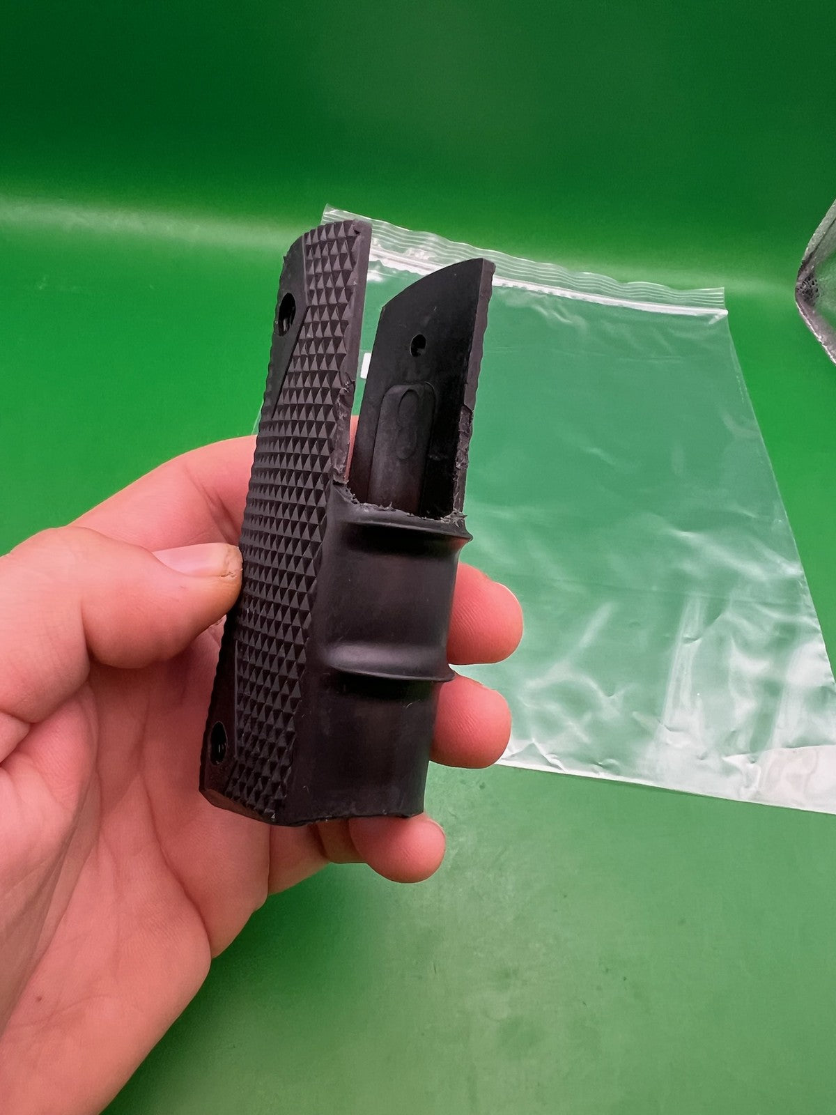 Smart Parts 1911 45 Style Grip Panels Black Checkered Rubber Paintball Grips