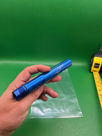 J&amp;J Performance Barrel Back 6" Blue Autococker - used paintball barrel back - blue anno