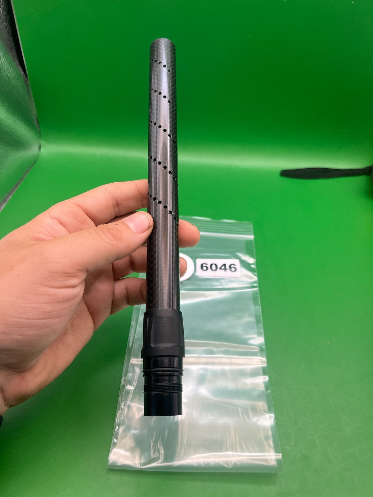 Carbon Fiber Barrel Tip 14" Autococker Black - used paintball barrel tip - black