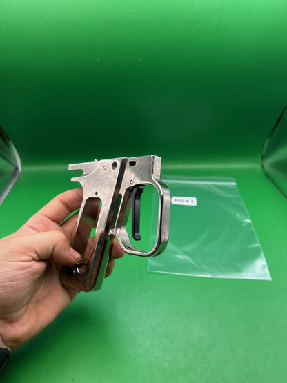 WGP Autcocker Hinge Frame - used paintball grip frame - silver/nickel