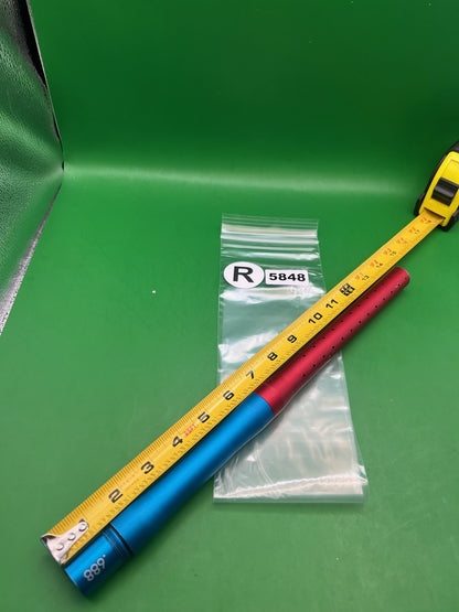 Empire Two Piece Superman Autococker Barrel .689 Blue Red - used paintball barrel (two-piece: back + tip) - blue/red