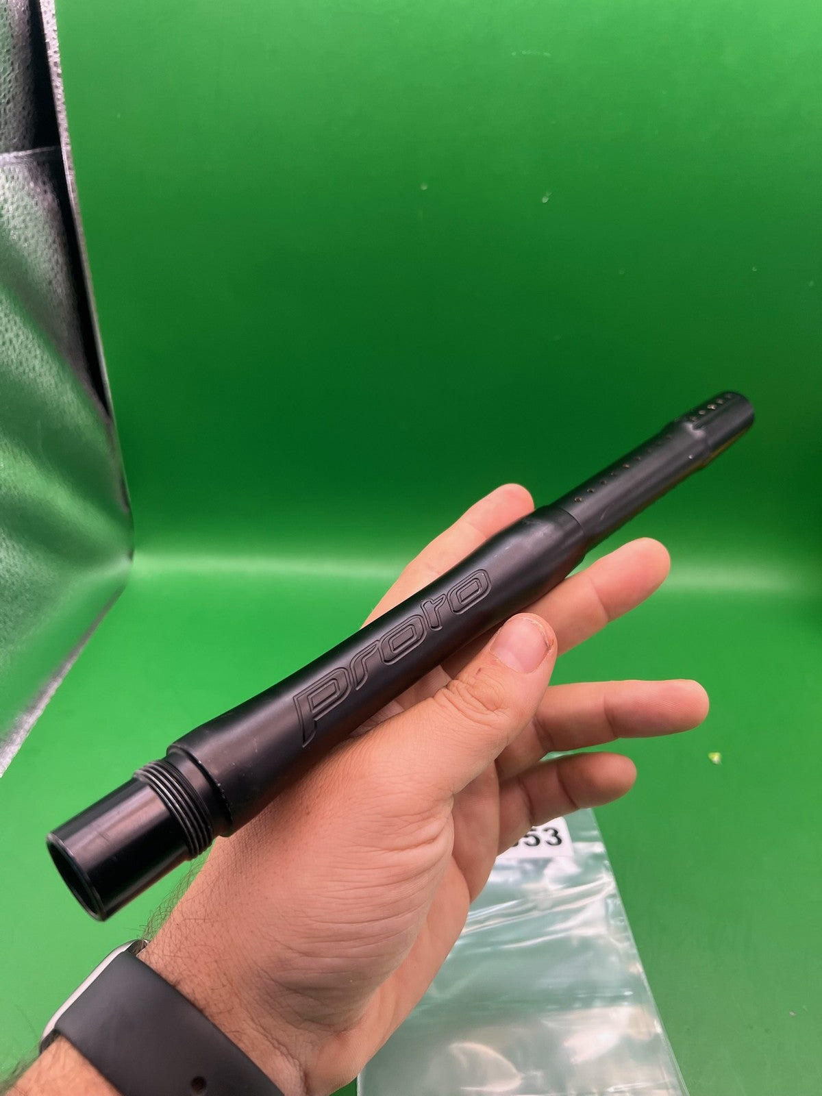 Proto Paintball Barrel Back Black .688 Bore - used paintball barrel back - black