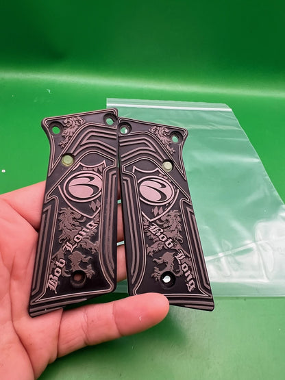 Bob Long Marq LED Grip Panels Black Aluminum Engraved Lion Logo
