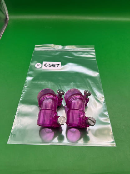 Purple Paintball Elbows - x2 - used paintball feed elbow / hopper elbow - translucent purple