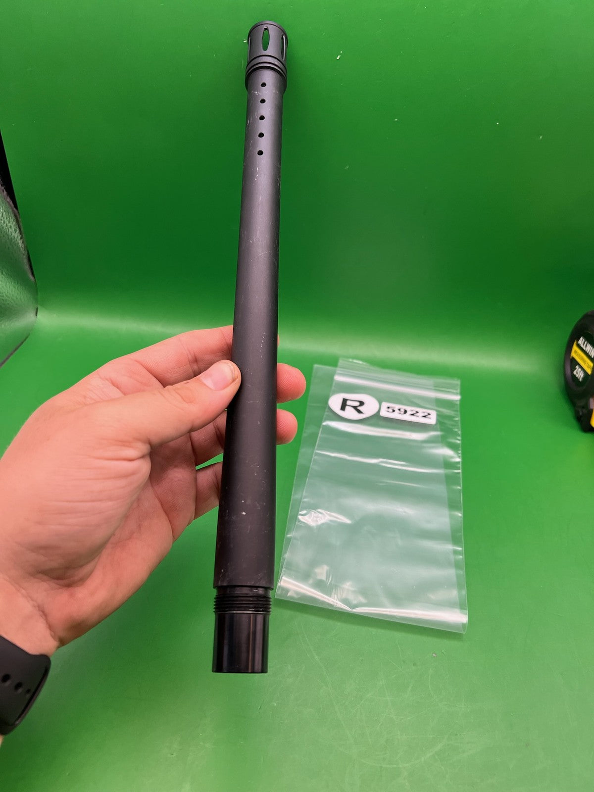 Autococker? One Piece Barrel 14" Black Ported - used paintball barrel - black