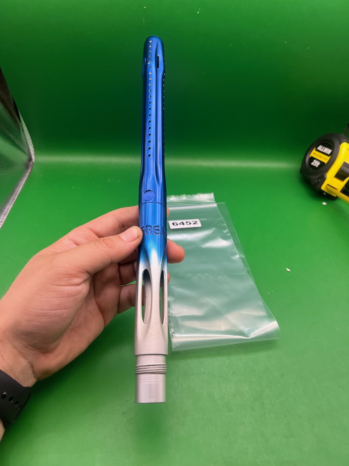 Smart Parts Freak Barrel Blue Silver Fade 14" Shocker Thread - used paintball barrel (two-piece, front/back set) - blue/silver fade