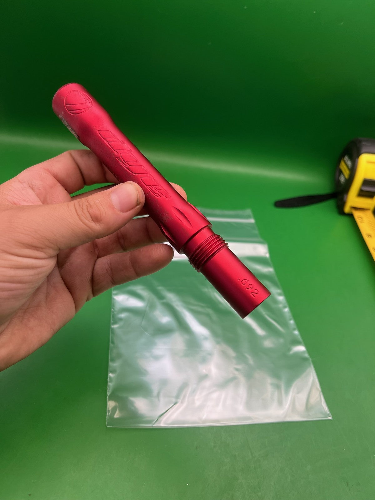 Dye Ultralite Barrel Back Red .692 Bore Angel Threaded - used paintball barrel back - red anno